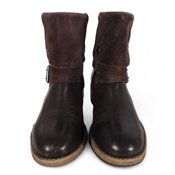 Clarks Volara Sky Fold Over Leather Suede Ankle Boots Brown Women's 8 - Picture 3 of 11